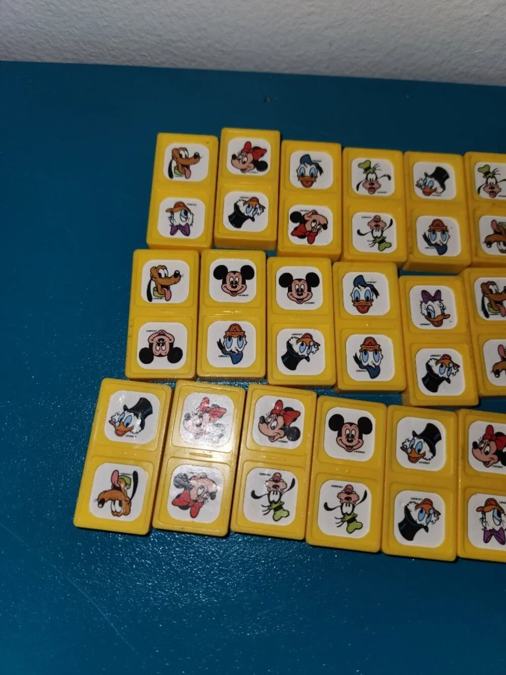 Vintage Disney Character Plastic Dominoes Mickey Donald Daisy Pluto Goofy Lot